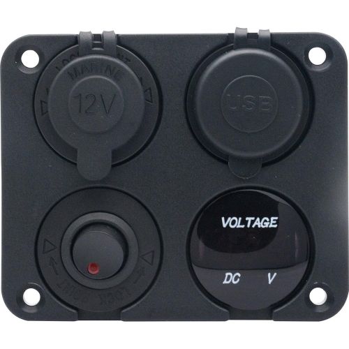  MASO 6 Gang Marine Boating Rocker Switches Panel LED Light Bar with Volt Meter USB for Truck, Jeep, Boat, Marine