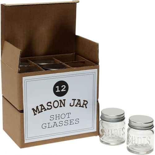  [아마존베스트]Mason Jar Warehouse Mason Jar 2 Ounce Shot Glasses Set of 12 With Leak-Proof Lids - Great For Shots, Drinks, Favors, Candles And Crafts