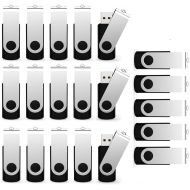 Maspen USB Flash Drive 2GB 20 Pack, Bulk USB 2.0 Flash Drives Thumb Drive Swivel Memory Stick Jump Drive Pen Drive, Black, 2 GB, 20 Pieces