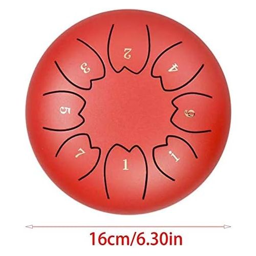  [아마존베스트]Massage-AED Steel Tongue Drum 8 Notes 6 Inch Hand Drum Kit Handpan Percussion Instrument Handpan Drum, Steel Tongue Pan Drum Mini Drum Set with Music Book Bats Finger Picks