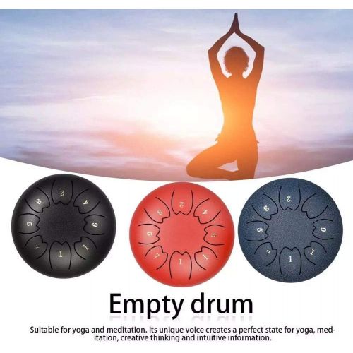  [아마존베스트]Massage-AED Steel Tongue Drum 8 Notes 6 Inch Hand Drum Kit Handpan Percussion Instrument Handpan Drum, Steel Tongue Pan Drum Mini Drum Set with Music Book Bats Finger Picks