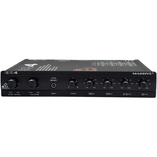  Massive Audio EQ4 Car Equalizer with 4 Band Graphic Equalizer - AUX inputs - 8V Line Driver - 12dB Crossover