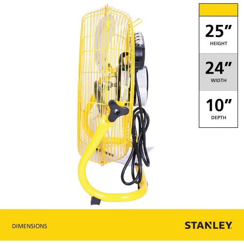 스텐리 Stanley 20 Inch Industrial High Velocity Floor Fan - Direct Drive, All-Metal Construction, 3 Speed Settings, Portable (ST-20F)