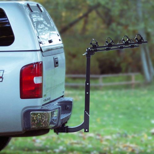  Master MICTUNING Hitch Mounted Bike Rack - Deluxe 4-Bicycle Rack Carrier with Folding Carry Arms Tie-down Tilt-away Main Mast