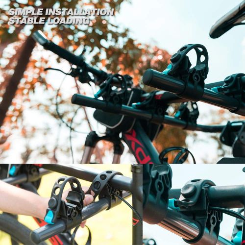  Master MICTUNING Hitch Mounted Bike Rack - Deluxe 4-Bicycle Rack Carrier with Folding Carry Arms Tie-down Tilt-away Main Mast