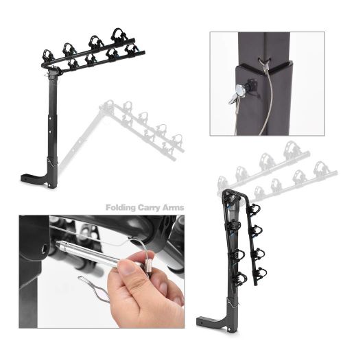  Master MICTUNING Hitch Mounted Bike Rack - Deluxe 4-Bicycle Rack Carrier with Folding Carry Arms Tie-down Tilt-away Main Mast