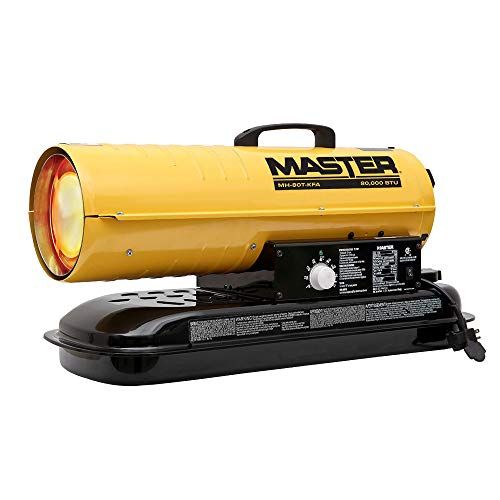  Master Kerosene Forced Air Heater, 5.0 gal, 0.52 GPH, BtuH Output 75,000, 1875 sq. ft.