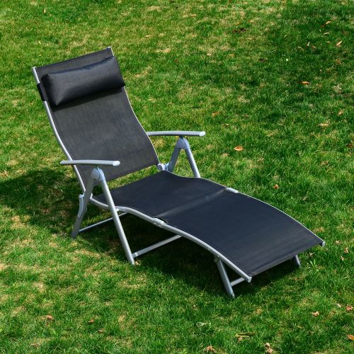  Master One Happy Shop Modern Reclining Chaise Lounge Chair Folding Pool Beach Yard Adjustable Patio Furniture You Will Experience Entertainment and Pleasure from Sitting in it.in Black Co