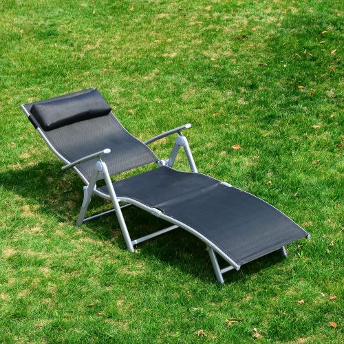  Master One Happy Shop Modern Reclining Chaise Lounge Chair Folding Pool Beach Yard Adjustable Patio Furniture You Will Experience Entertainment and Pleasure from Sitting in it.in Black Co