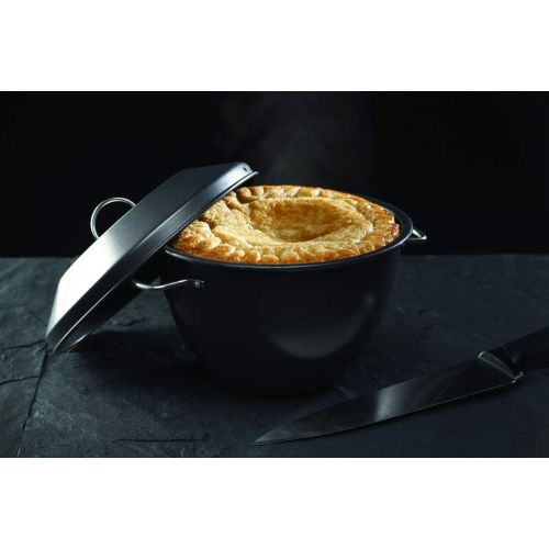  Master Class Antihaft-Puddingtopf/Dampfgarer mit Deckel, Stahl, Schwarz, 33 cm