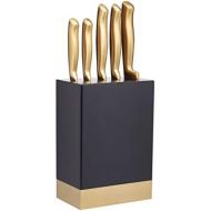 [아마존베스트]Kitchen Craft Master Class Knife Block with 5 Knives, Wood, Brass/Black, 30 x 18 x 18 cm, 6 Units