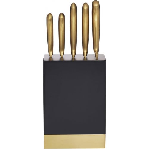  [아마존베스트]Kitchen Craft Master Class Knife Block with 5 Knives, Wood, Brass/Black, 30 x 18 x 18 cm, 6 Units