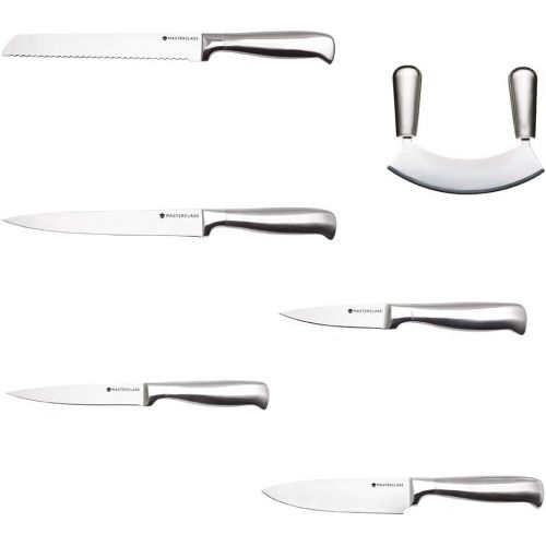  [아마존베스트]Kitchen Craft Kcmc Sshachoir Master Class Acero Stainless Steel Mezzaluna Mincing Knife with Blades, with pump 18x 14x 3cm