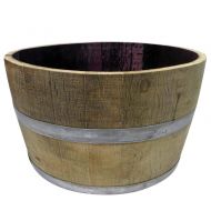 Master Garden Products MGP Genuine Oak Wood Half Wine Barrel Planter, 27 W x 16 H