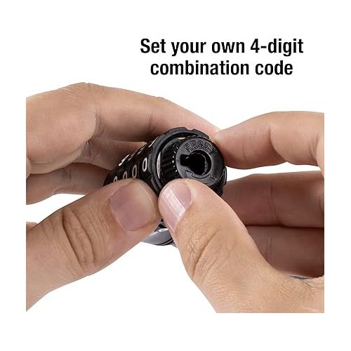  Master Lock Black Set Your Own Combination Bike Lock, Metal Cable Lock has a Weather Resistant Vinyl Coating for Outdoor Durability, 5 Feet Long, 8370D