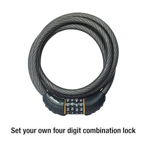  Master Lock Cable Lock, Set Your Own Combination Bike Lock, 6 ft. Long, Black, 8122D