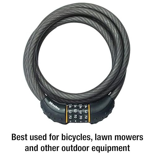  Master Lock Cable Lock, Set Your Own Combination Bike Lock, 6 ft. Long, Black, 8122D