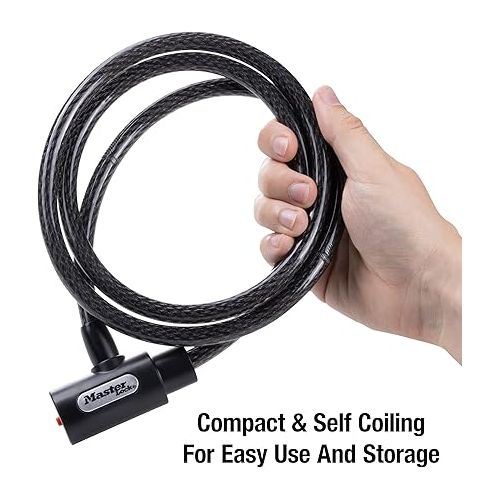  Master Lock 8364DCC Cable Bike Lock with Key, 5 ft. Long, Black