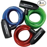 Master Lock Bike Lock Cables with Key, Blue, Green, and Red 3-Pack of Keyed-Alike Bicycle Cable Locks, 6 ft. Long, 8127TRI