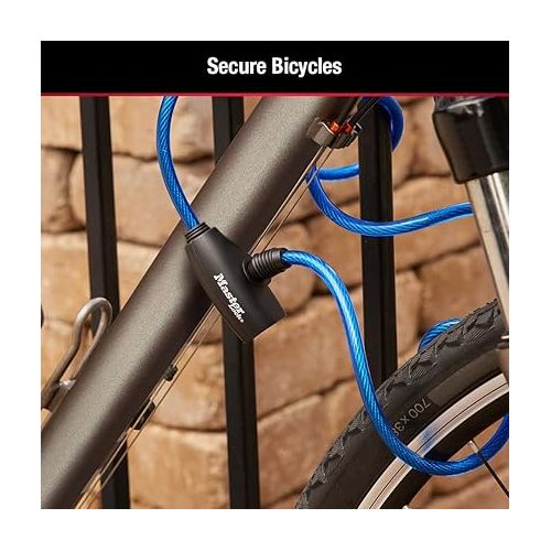  Master Lock Bike Lock Cables with Key, Blue, Green, and Red 3-Pack of Keyed-Alike Bicycle Cable Locks, 6 ft. Long, 8127TRI