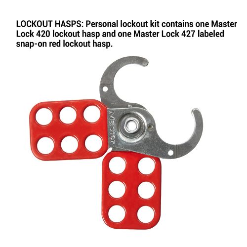  Master Lock Lockout Tagout Kit, Electrical Lockout Kit with Thermoplastic Safety Padlocks, 145E410KA
