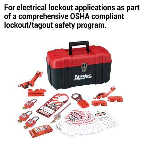  Master Lock Lockout Tagout Kit, Electrical Lockout Kit with Thermoplastic Safety Padlocks, 145E410KA