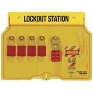 Master Lock Lockout Tagout Station, Covered Group Lockout Station, Includes 4 Aluminum Padlocks, 1482BP1106