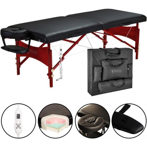  Master Massage 30 Roma Therma-Top Portable Massage Table Pro Package, Black, Adjustable Heating System