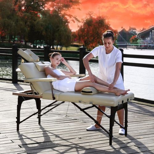  Master Massage 31 Samson Salon Lx Lift-Back Memory Foam Portable Massage Table Package, Beige