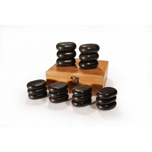  Master Massage Deluxe 70 Piece Basalt Massage Hot Stone Rock Set With Bamboo Box