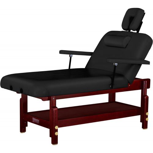  Master Massage 31 Montclair Stationary-Spa salon Massage Table Pro, Black, Lift Back with Memory Foam