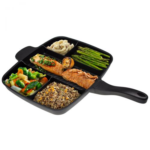  Master Pan Non-Stick Divided Grill/Fry/Oven Meal Skillet, 15, Black