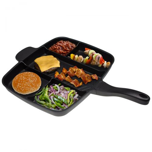  Master Pan Non-Stick Divided Grill/Fry/Oven Meal Skillet, 15, Black