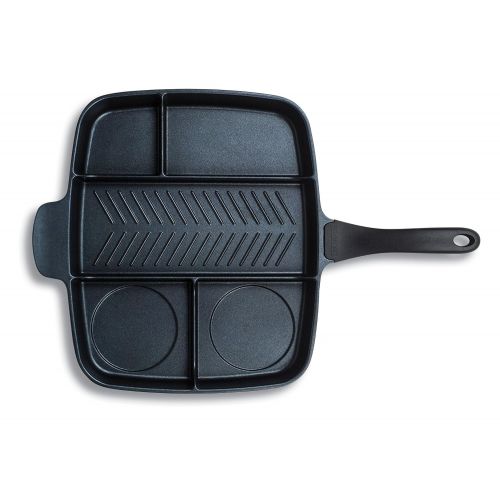  Master Pan Non-Stick Divided Grill/Fry/Oven Meal Skillet, 15, Black