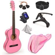 Master Play Pink Wood Guitar with Case and Accessories Great Gift for Kids/Girls/Beginners (38)