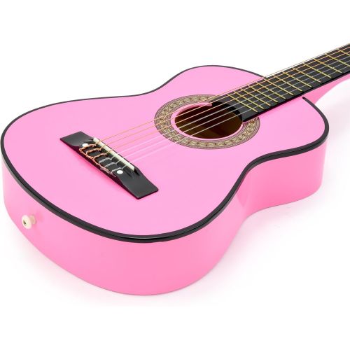  Master Play Pink Wood Guitar with Case and Accessories Great Gift for Kids/Girls/Beginners (38)