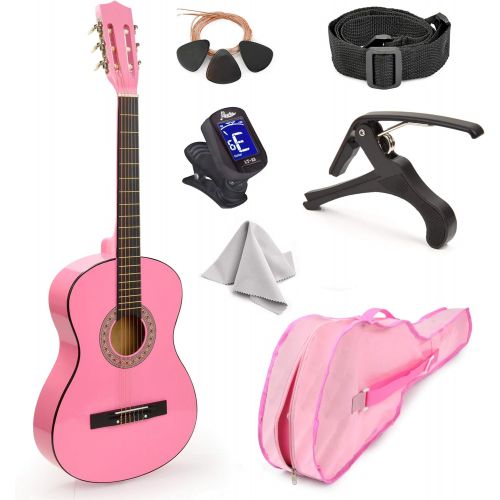  Master Play Pink Wood Guitar with Case and Accessories Great Gift for Kids/Girls/Beginners (38)