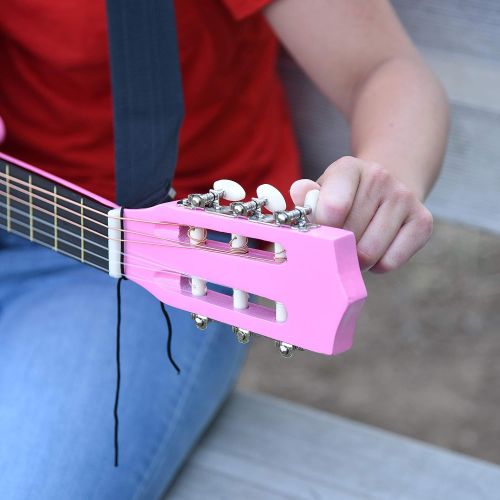  Master Play Pink Wood Guitar with Case and Accessories Great Gift for Kids/Girls/Beginners (38)