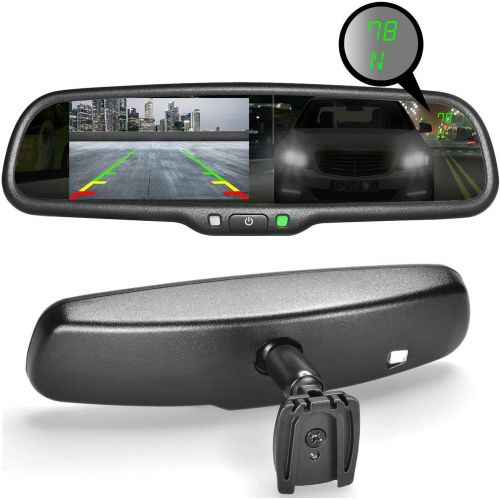  [아마존베스트]Master Tailgaters OEM Rear View Mirror with Ultra Bright 4.3 Auto Adjusting Brightness LCD + Auto Dimming Mirror + Compass & Temperature - Universal Fit (Complete Replacement)