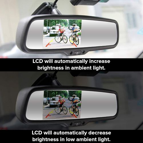  [아마존베스트]Master Tailgaters OEM Rear View Mirror with Ultra Bright 4.3 Auto Adjusting Brightness LCD + Auto Dimming Mirror + Compass & Temperature - Universal Fit (Complete Replacement)