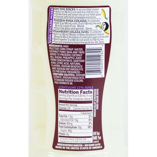  Master of Mixes Pina Colada Drink Mix, Ready To Use, 1 Liter Bottle (33.8 Fl Oz), Pack of 6