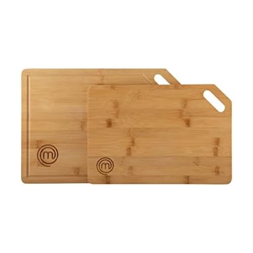  [아마존베스트]MasterChef 2 Piece Bamboo Chopping Board Set, Preparing, Cutting, Dice and Serving, 38.5 x 27.5 cm / 34 x 23.5 cm