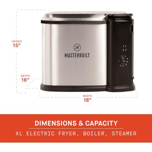  [아마존베스트]Masterbuilt MB20012420 Electric Fryer Boiler, Steamer, 10 Liter, Silver