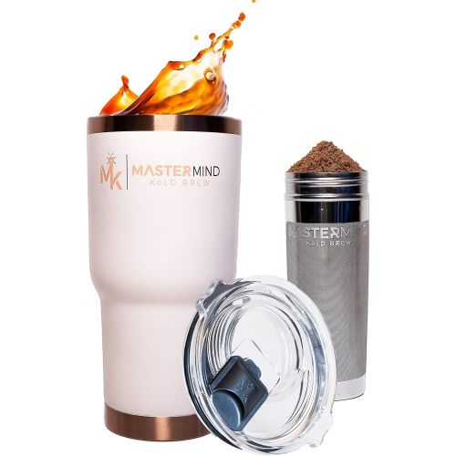  Mastermind Kold Brew Patented Iced Coffee Maker by Mastermind: Premium, Unique Cold Brew Maker & Coffee Mug. 1L Stainless Steel Tumbler + Magnetic Lid + Coffee Filter. Travel Mug & Tea Infuser / Iced C