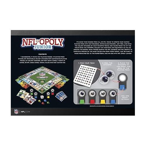 마스터피스 Masterpieces NFL-Opoly Junior Board Game - Collector's Edition Set for Ages 6+ - Officially Licensed NFL Opoly Jr Board Game