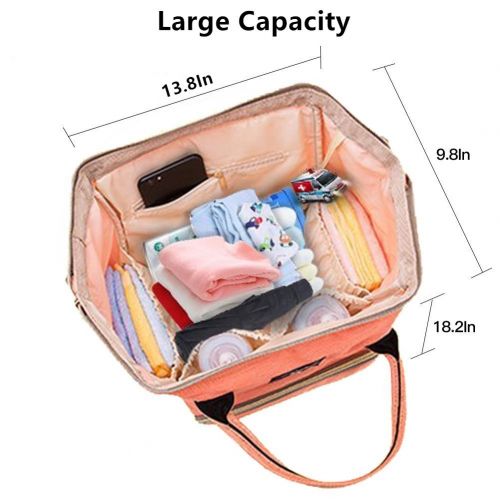  Mastery Baby Diaper Bag Backpack for Mom and Dad, Extra Large Capacity Waterproof Oxford Cloth with Insulated Bottle Pocket, Stroller Straps and Changing Pad (Orange Pink)