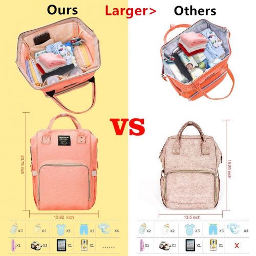  Mastery Baby Diaper Bag Backpack for Mom and Dad, Extra Large Capacity Waterproof Oxford Cloth with Insulated Bottle Pocket, Stroller Straps and Changing Pad (Orange Pink)