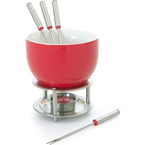  [아마존베스트]Mastrad Fondue Set with 4 Forks red