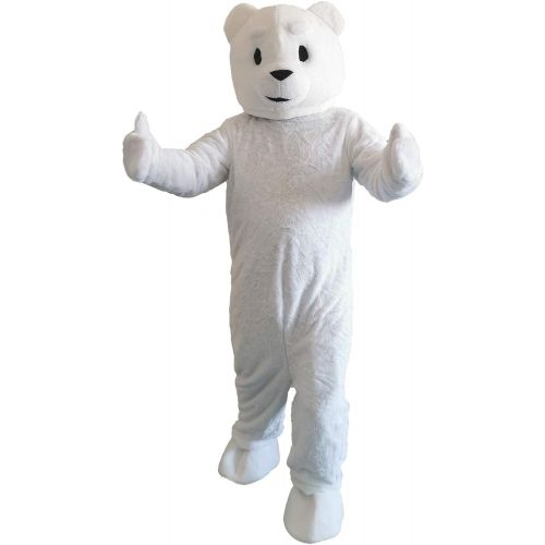  할로윈 용품MatGui Halloween White Polar Bear Mascot Costume Cartoon Character Adult Sz Real Picture