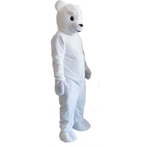  할로윈 용품MatGui Halloween White Polar Bear Mascot Costume Cartoon Character Adult Sz Real Picture